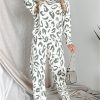 Women's Beige Leopard Print Long Sleeve and Pants Loungewear Set - Image 13