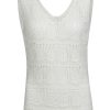 Women's Elegant White V Neck Textured Hollow-Out Sweater Vest - Image 18