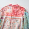 Women's Pink Patchwork Print Bubble Sleeves Belted Plus Size Dress - Image 10