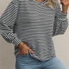 Women's Black Stripe Long Sleeve Top - Casual and Trendy - Image 3