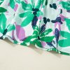 Women's Green Floral Print Shirred Square Neck Mini Dress with Puff Sleeves - Image 14