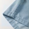 Plus Size Beau Blue Washed Chambray Drawstring Elastic Waist Shorts for Women - Image 10