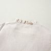 Women's Beige Floral Embroidered Blouse with Notched V Neck and Flutter Sleeves - Image 16