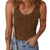 Women's Brown Leopard Printed Sleeveless Scoop Neck Bodysuit for Casual Wear - Image 11