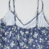 Women's Blue Floral Spaghetti Strap Frilled V Neck Tiered Midi Dress for Summer - Image 13