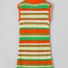 Chic Women's Yellow Stripe Eyelet Sleeveless Buttoned Split Neck Sweater Dress - Image 9