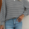 Women's Black Stripe Long Sleeve Top - Casual and Trendy - Image 6