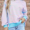 Women's Pink Stripe High-Low Pullover Tunic Sweatshirt - Image 9