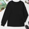 Women's Black Corded Drop Shoulder Long Sleeve Top - Image 4