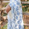 Women's Sky Blue Boho Floral High Waist Ruffle Split Maxi Skirt - Perfect for Summer - Image 3