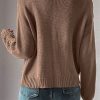 Women's Dark Khaki Open Knit Drop Shoulder Sweater Cardigan - Image 3