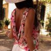 Women's Pink Floral Round Neck Twisted Cut Out Back Tank Top - Bohemian Style - Image 7