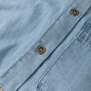 Women's Dusk Blue Folded Short Sleeve Denim Shirt with Patched Pocket - Image 11