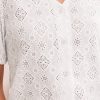 Women's Elegant White Lace Puff Sleeve V Neck Button Up Blouse - Image 15
