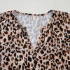 Women's Apricot Leopard V Neck Half Sleeve Blouse - Trendy Casual Top - Image 7