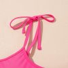 Women's Rose Red Floral Print Tie Shoulder Tankini Set for Beach Days - Image 13