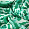 Women's Bright Green Abstract Patterned V Neck Mini Dress with Puff Short Sleeves - Image 11