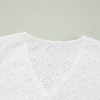 Women's Elegant White Lace Puff Sleeve V Neck Button Up Blouse - Image 16