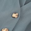 Women's Blue Dolman Sleeve Button Belted V Neck Wide Leg Jumpsuit with Pockets - Image 10