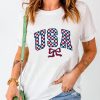 Women's White Checkered USA Graphic Casual Tee for Independence Day - Image 9