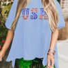 Women's Myosotis USA Patched Drop Sleeve Crewneck T-Shirt - Casual Patriotic Style - Image 3