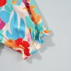 Women's Rose Red Floral Bubble Sleeve V Neck Tiered Ruffle Babydoll Dress for Summer Vacations - Image 17