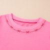 Women's Pink Contrast Bow Trim Pearl Puff Sleeve Blouse and Skort 2-Piece Set - Image 8