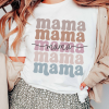 Women's White Mama Lettering Printed Crew Neck Tee - Casual Graphic T-Shirt - Image 3