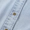 Women's Beau Blue Ruffle Short Puff Sleeve Chambray Shirt - Vintage Style - Image 14