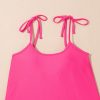 Women's Rose Red Floral Print Tie Shoulder Tankini Set for Beach Days - Image 14