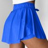 Women's Sky Blue Drawstring High Waist Lined Tennis Skorts - Stylish and Comfortable - Image 3
