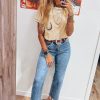 Women's Apricot RODEO Horseshoe Embroidered Patch Pocket T-Shirt - Image 8