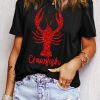 Women's Black Shimmering Crawfish Graphic Tee - Casual Summer Wear - Image 7