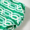 Women's Bright Green Abstract Patterned V Neck Mini Dress with Puff Short Sleeves - Image 9
