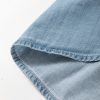Women's Dusk Blue Folded Short Sleeve Denim Shirt with Patched Pocket - Image 13