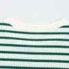 Women's Green Stripe Ruffle Short Sleeves Crewneck Top with Scallop Lace Trim - Image 9
