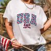 Women's White Checkered USA Graphic Casual Tee for Independence Day - Image 4