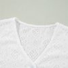 Women's Elegant White Lace Puff Sleeve V Neck Button Up Blouse - Image 17
