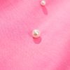 Women's Pink Contrast Bow Trim Pearl Puff Sleeve Blouse and Skort 2-Piece Set - Image 11