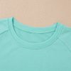 Women's Mint Green Raglan Short Sleeve Tee and High Waist Wide Leg Pants Set - Image 11