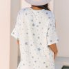Stylish Sky Blue Stars Print Drop Shoulder Oversized T-Shirt with Slits - Image 2