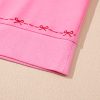 Women's Pink Contrast Bow Trim Pearl Puff Sleeve Blouse and Skort 2-Piece Set - Image 12