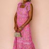 Women's Rose Floral Lace Tied Strap Empire Waist Maxi Dress - Elegant and Flattering - Image 3
