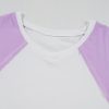 Women's Beige Colorblock Patchwork V Neck High Low T-Shirt with Exposed Seams - Image 10