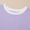 Women's Purple Color Block Oversized Half Sleeve T-Shirt with Pocket - Image 9