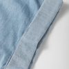 Women's Dusk Blue Folded Short Sleeve Denim Shirt with Patched Pocket - Image 10