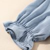 Women's Beau Blue Ruffle Short Puff Sleeve Chambray Shirt - Vintage Style - Image 13
