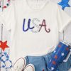 Women's White Sequin USA Graphic Crew Neck Tee - Patriotic Summer Top - Image 7