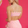 Women's Pink Gingham 3-Piece High Waist Bikini Set with Sarong - Image 2