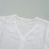 Women's Elegant White Lace Puff Sleeve V Neck Button Up Blouse - Image 10